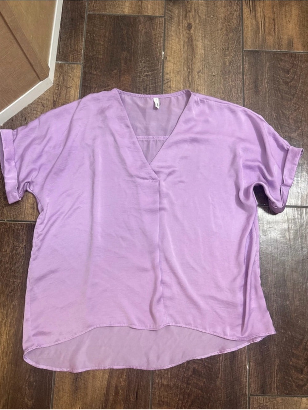 glam Lilac V-Neck Short Sleeve Blouse